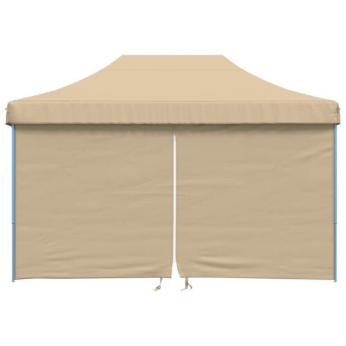 Foldable Party Tent Pop-Up with 4 Sidewalls Beige - Image 3