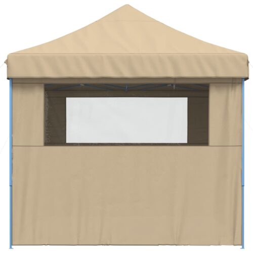 Foldable Party Tent Pop-Up with 4 Sidewalls Beige - Image 4