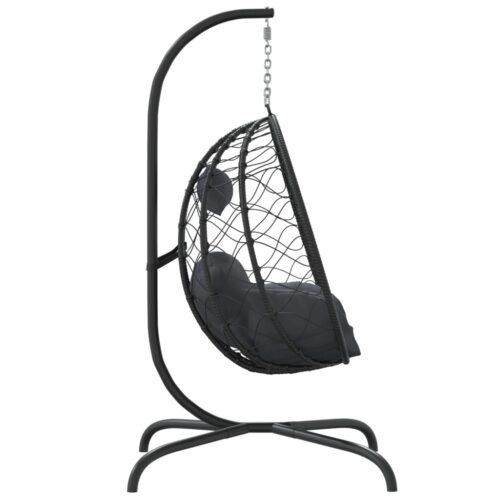 Hanging Egg Chair with Cushion Anthracite Poly Rattan Steel - Image 4