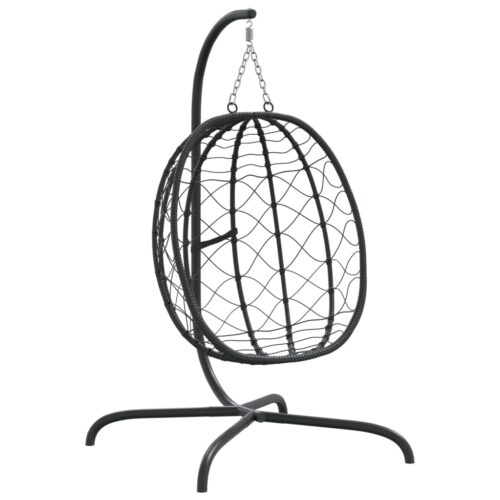 Hanging Egg Chair with Cushion Anthracite Poly Rattan Steel - Image 7
