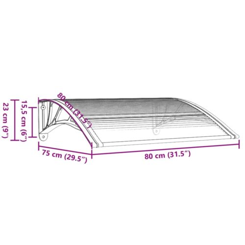 Door Window Canopy Awning Outdoor Patio UV Sun Rain Roof Shield Cover 80x75cm Polycarbonate - Image 6