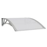 Door Window Canopy Awning Outdoor Sun Rain Roof Shield Transparent Grey 100x80cm