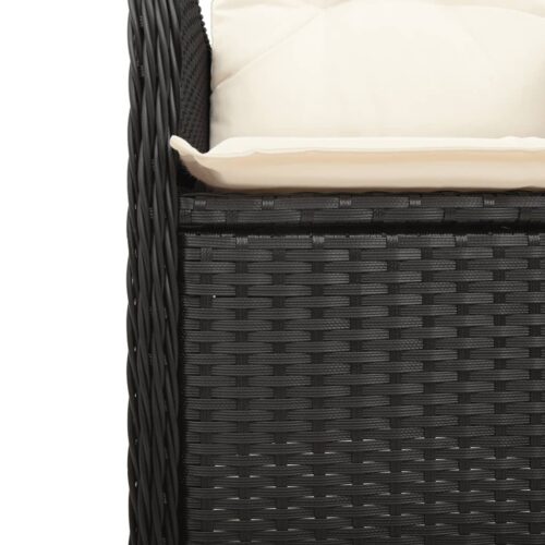5-Piece Garden Bistro Set with Cushions Black Poly Rattan Wicker Outdoor Patio Furniture - Image 6
