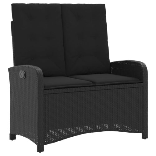 4-Piece Garden Dining Set with Cushions Black Poly Rattan Wicker Outdoor Patio Furniture - Image 4