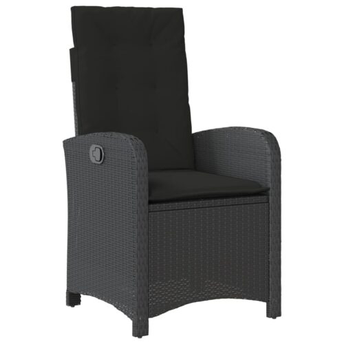 4-Piece Garden Dining Set with Cushions Black Poly Rattan Wicker Outdoor Patio Furniture - Image 5