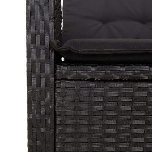 4-Piece Garden Dining Set with Cushions Black Poly Rattan Wicker Outdoor Patio Furniture - Image 8