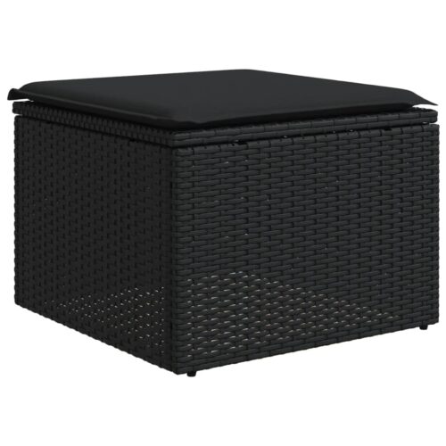 8-Piece Garden Sofa Set with Cushions Black Poly Rattan Wicker Outdoor Patio Furniture - Image 8