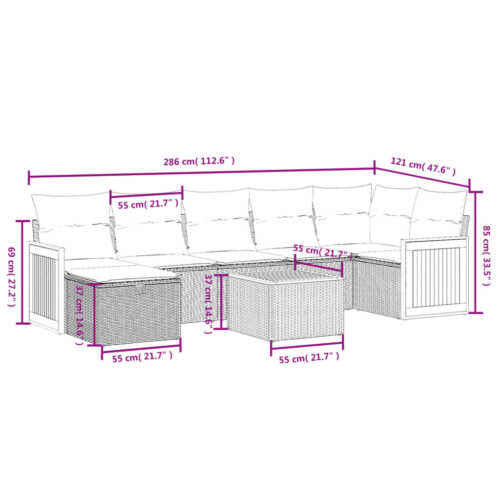 8-Piece Garden Sofa Set with Cushions Black Poly Rattan - Image 4