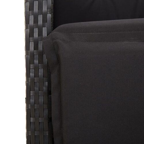 4-Piece Garden Dining Set with Cushions Black Poly Rattan Wicker Outdoor Patio Furniture - Image 8