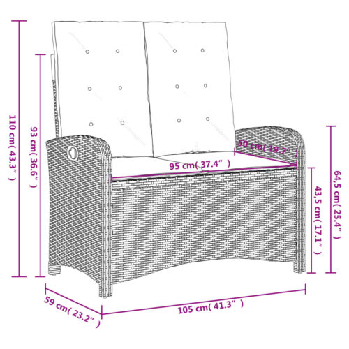 4-Piece Garden Dining Set with Cushions Black Poly Rattan Wicker Outdoor Patio Furniture - Image 11