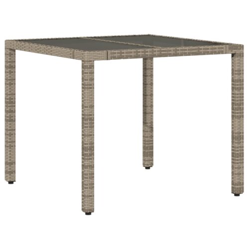 5-Piece Garden Bistro Set with Cushions Grey Poly Rattan Wicker Outdoor Patio Furniture - Image 4