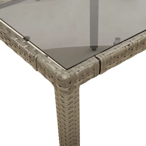 5-Piece Garden Bistro Set with Cushions Grey Poly Rattan Wicker Outdoor Patio Furniture - Image 7