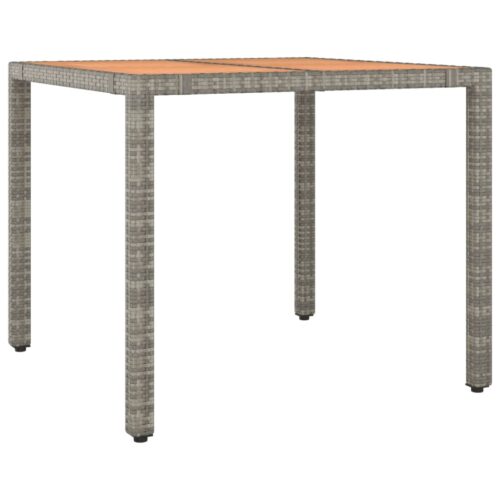 5-Piece Garden Bistro Set with Cushions Grey Poly Rattan Wicker Outdoor Patio Furniture - Image 3
