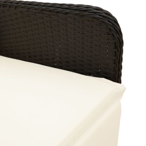 5-Piece Garden Bistro Set with Cushions Black Poly Rattan Wicker Outdoor Patio Furniture - Image 5
