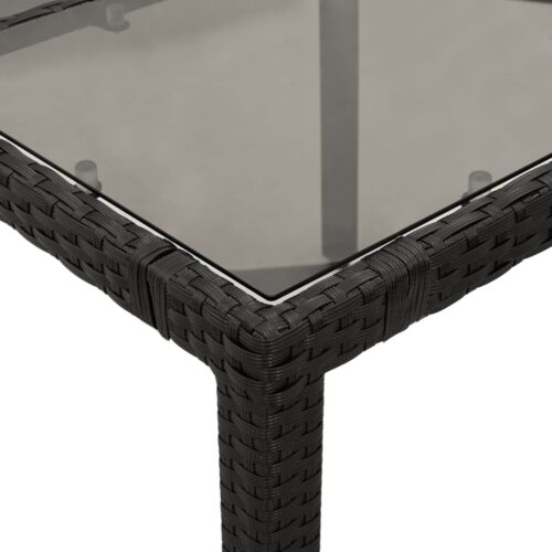 5-Piece Garden Bistro Set with Cushions Black Poly Rattan Wicker Outdoor Patio Furniture - Image 6