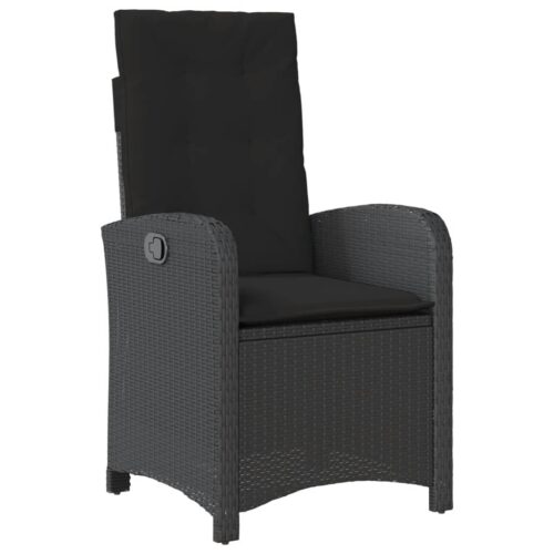 4-Piece Garden Dining Set with Cushions Black Poly Rattan Wicker Outdoor Patio Furniture - Image 7