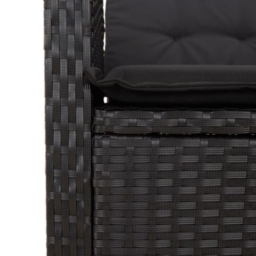 4-Piece Garden Dining Set with Cushions Black Poly Rattan Wicker Outdoor Patio Furniture - Image 8