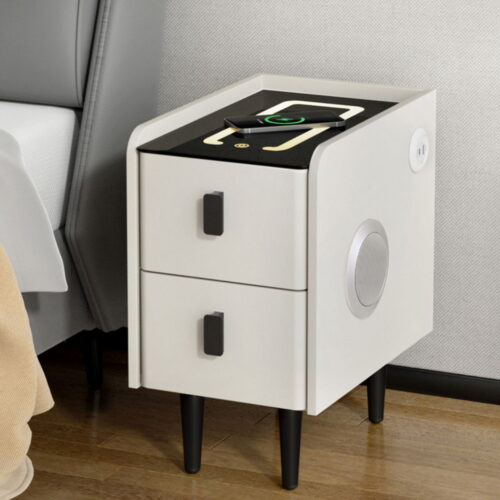 Artiss Smart Bedside Table with Wireless Charging - AIDA White - Image 7