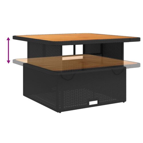 4-Piece Garden Dining Set with Cushions Black Poly Rattan Wicker Outdoor Patio Furniture - Image 4