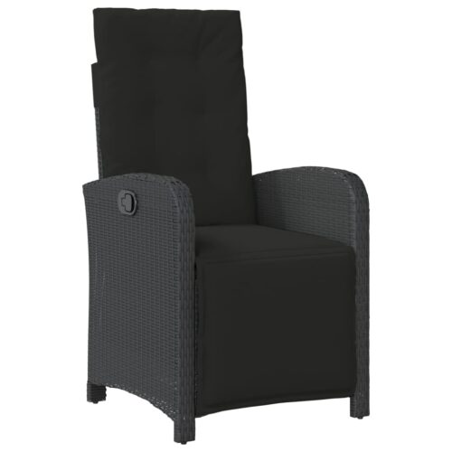 4-Piece Garden Dining Set with Cushions Black Poly Rattan Wicker Outdoor Patio Furniture - Image 7