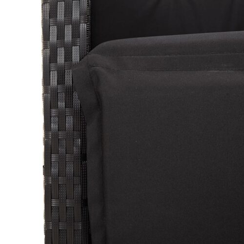 4-Piece Garden Dining Set with Cushions Black Poly Rattan Wicker Outdoor Patio Furniture - Image 8
