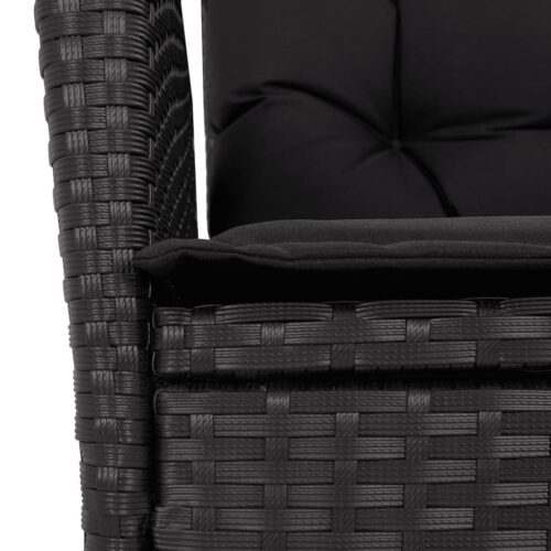 4-Piece Garden Dining Set with Cushions Black Poly Rattan Wicker Outdoor Patio Furniture - Image 8