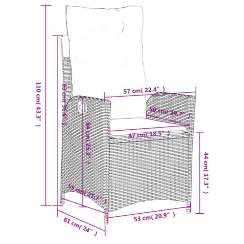 4-Piece Garden Dining Set with Cushions Black Poly Rattan Wicker Outdoor Patio Furniture - Image 12