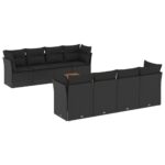 9-Piece Garden Sofa Set with Cushions Black Poly Rattan Wicker Outdoor Patio Furniture
