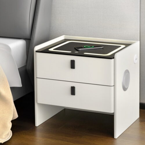 Artiss Smart Bedside Table Wireless Charging - BESS White - Image 7