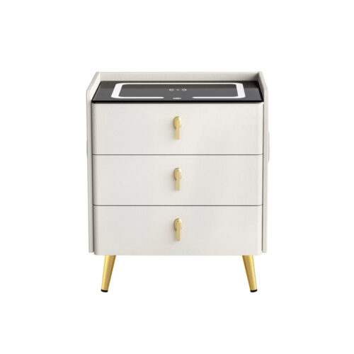 Artiss Bedside Table Wireless Charging - ALMA White - Image 3