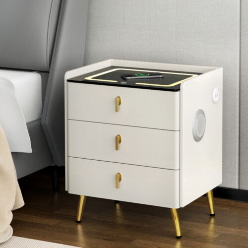 Artiss Bedside Table Wireless Charging - ALMA White - Image 7