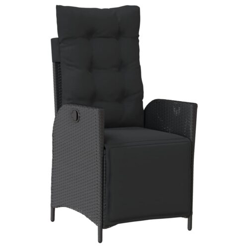 4-Piece Garden Dining Set with Cushions Black Poly Rattan Wicker Outdoor Patio Furniture - Image 5