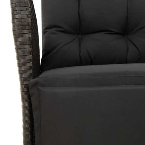 4-Piece Garden Dining Set with Cushions Black Poly Rattan Wicker Outdoor Patio Furniture - Image 8