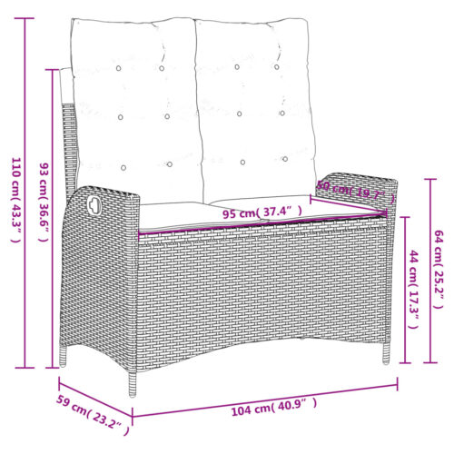 4-Piece Garden Dining Set with Cushions Black Poly Rattan Wicker Outdoor Patio Furniture - Image 11