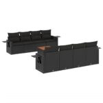9-Piece Garden Sofa Set with Cushions Black Poly Rattan Wicker Outdoor Patio Furniture