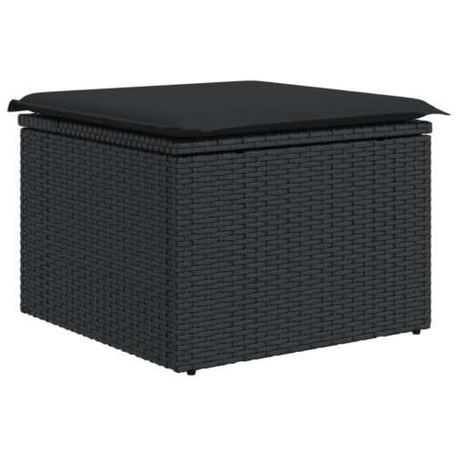 10-Piece Garden Sofa Set with Cushions Black Poly Rattan Wicker Outdoor Patio Furniture - Image 4