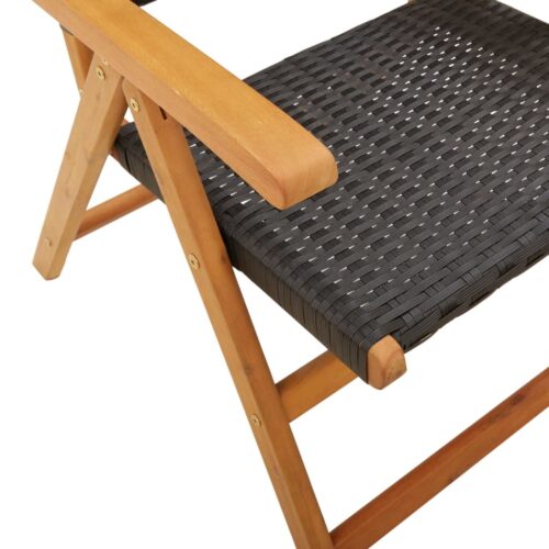 7-Piece Garden Dining Set Black Poly Rattan Wicker Outdoor Patio Furniture Wood Timber Outdoor Patio Furniture - Image 9