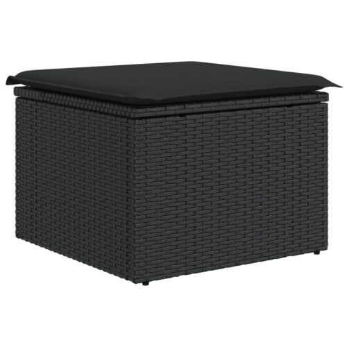 10-Piece Garden Sofa Set with Cushions Black Poly Rattan Wicker Outdoor Patio Furniture - Image 4