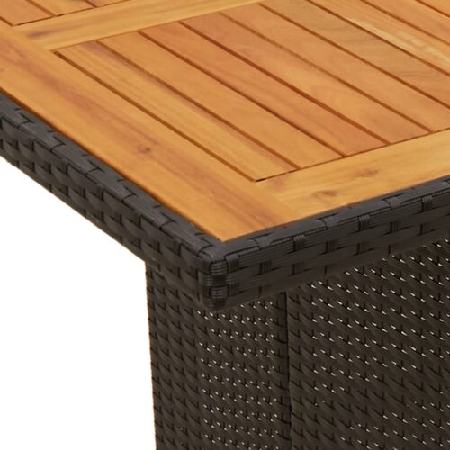 7-Piece Garden Bistro Set with Cushions Black Poly Rattan - Image 6