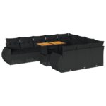 11-Piece Garden Sofa Set with Cushions Black Poly Rattan Wicker Outdoor Patio Furniture