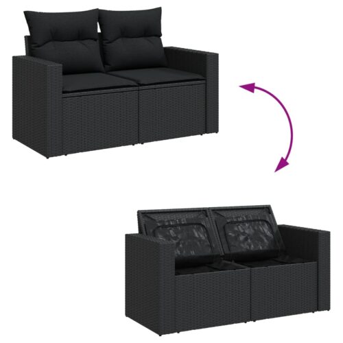 13-Piece Garden Sofa Set with Cushions Black Poly Rattan - Image 4