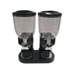 2 x 4L Double Cereal Dispenser Black Round Rice Grains Countertop Storage