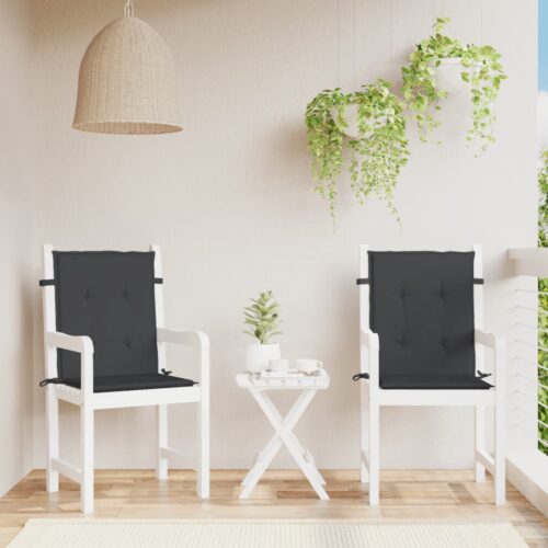 Garden Lowback Chair Cushions 2pcs Black 100x50x3cm Oxford Fabric - Image 2