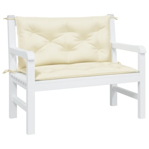 Garden Bench Cushions 2pcs Cream 100x50x7cm Oxford Fabric - Image 3