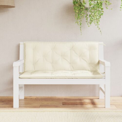 Garden Bench Cushions 2pcs Cream White 120x50x7cm Oxford Fabric - Image 2