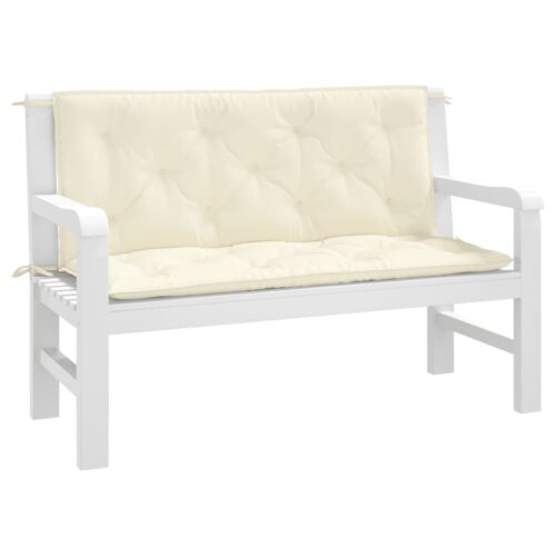 Garden Bench Cushions 2pcs Cream White 120x50x7cm Oxford Fabric - Image 3