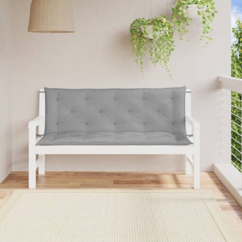 Garden Bench Cushions 2pcs Grey 150x50x7cm Oxford Fabric - Image 2