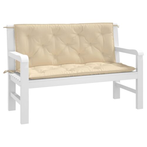 Garden Bench Cushions 2pcs Beige 120x50x7cm Oxford Fabric - Image 3