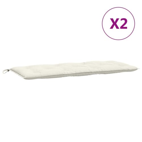 Garden Bench Cushions 2pcs Melange Cream 120x50x7cm Fabric - Image 4