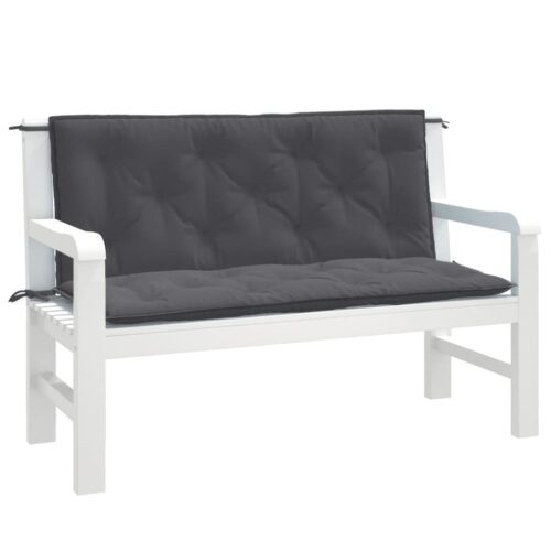 Garden Bench Cushions 2pcs Melange Anthracite 120x50x7cm Fabric - Image 2